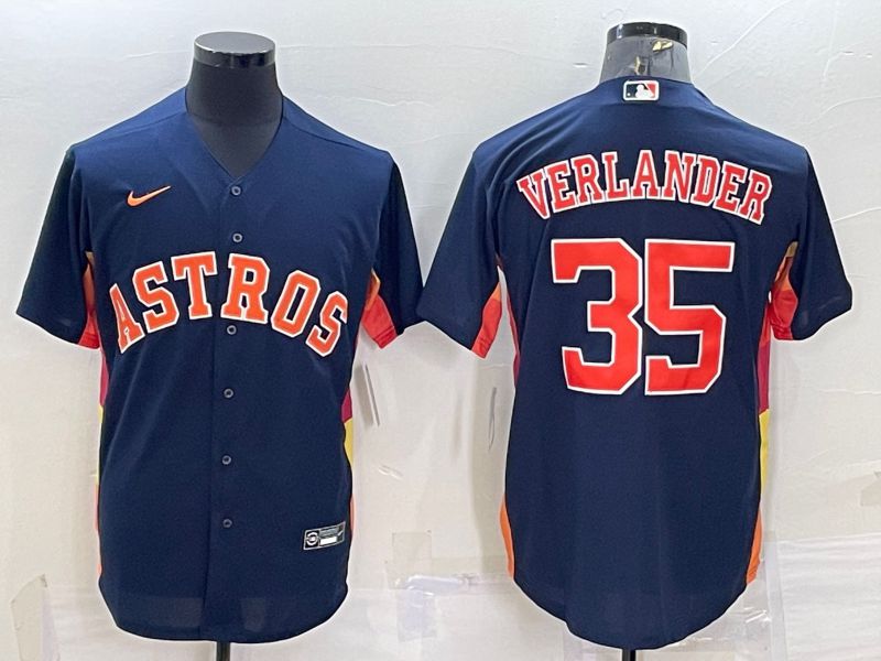 Men Houston Astros #35 Verlander Blue Game Nike 2022 MLB Jerseys